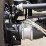 nderneath View of a Semi Truck or Trailer Rear Axle with the Suspension