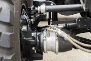 nderneath View of a Semi Truck or Trailer Rear Axle with the Suspension
